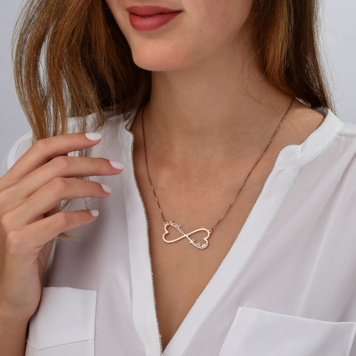 Heart Infinity Name Necklace - Rose Gold Plated