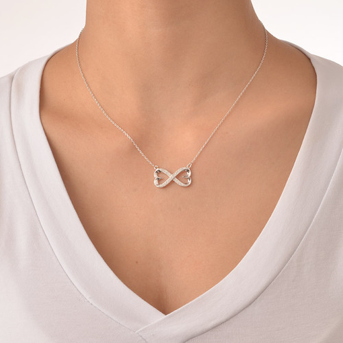 Heart Infinity Necklace with Cubic Zirconia