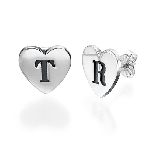 Heart Initial Earrings