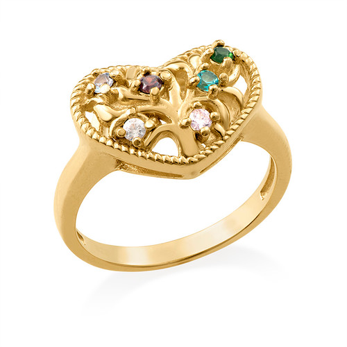 Heart Shaped Birthstone Ring with Gold Plating