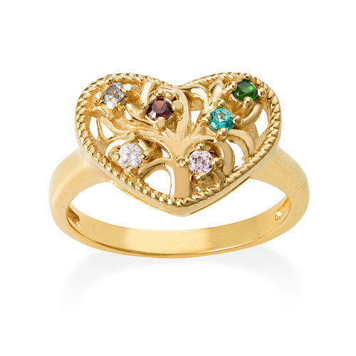 Heart Shaped Birthstone Ring with Gold Plating