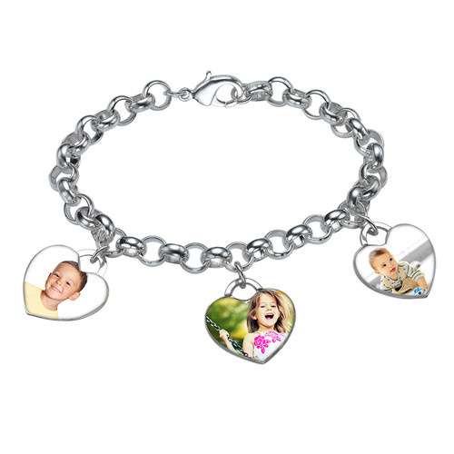 Heart Shaped Photo Charm Bracelet