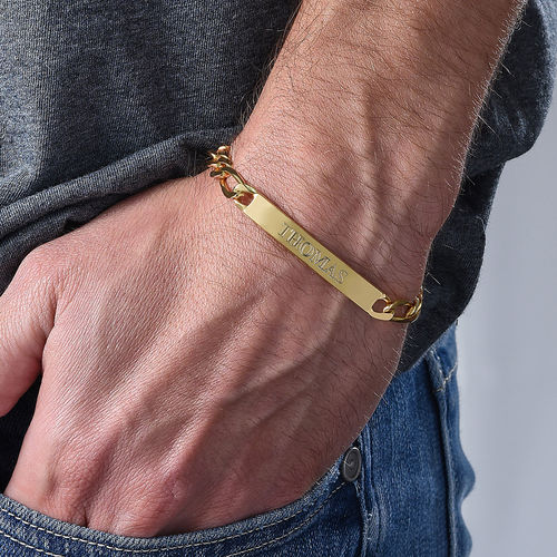 ID Bracelet for Men With Gold Plating