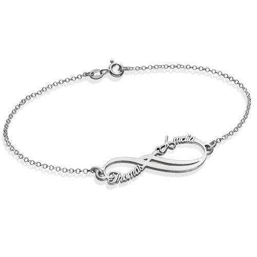 Infinity 2 Names Bracelet - 14K White Gold