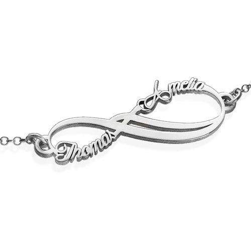 Infinity 2 Names Bracelet - 14K White Gold