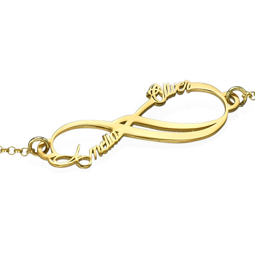 Infinity 2 Names Bracelet with Gold Plating