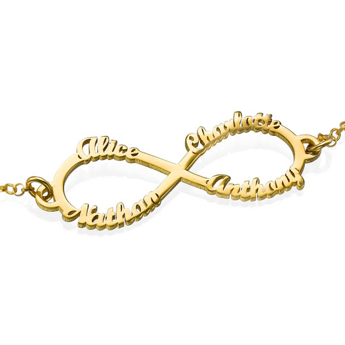 Infinity 4 Names Bracelet with Gold Plating