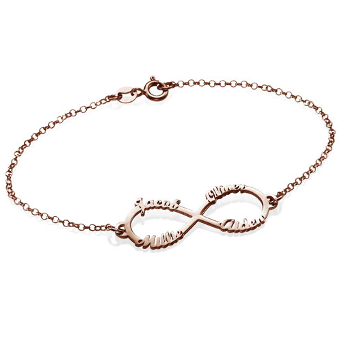 Infinity 4 Names Bracelet with Rose Gold Plating