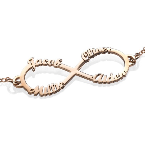 Infinity 4 Names Bracelet with Rose Gold Plating