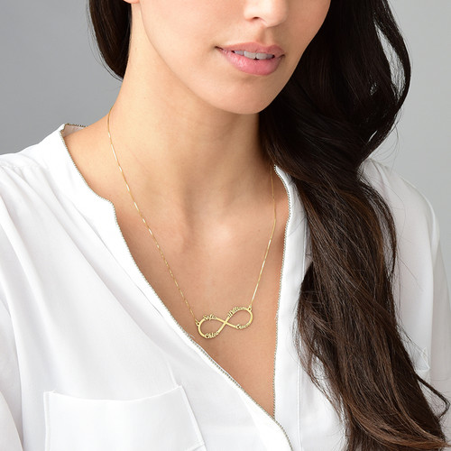 Infinity 4 Names Necklace - 14K Gold