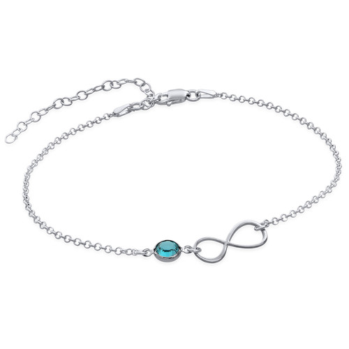 Infinity Ankle Bracelet in Silver with Birthstone