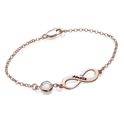 Infinity Birthstone Bracelet in Rose Gold Plating