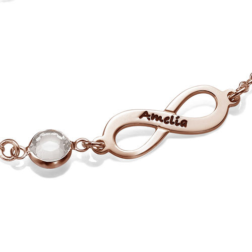 Infinity Birthstone Bracelet in Rose Gold Plating