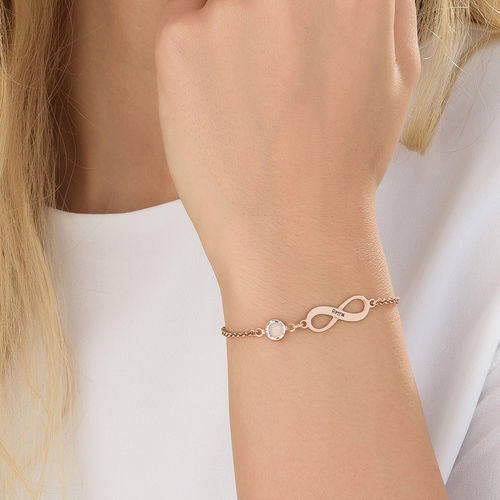 Infinity Birthstone Bracelet in Rose Gold Plating