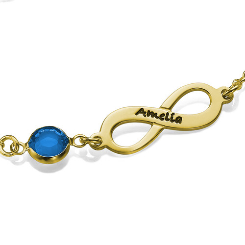 Infinity Birthstone Bracelet in Gold Plating