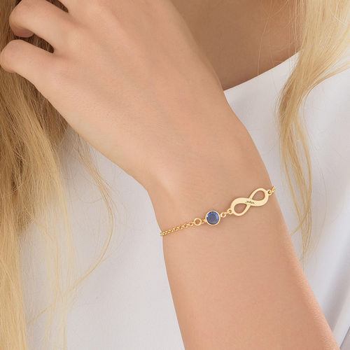 Infinity Birthstone Bracelet in Gold Plating