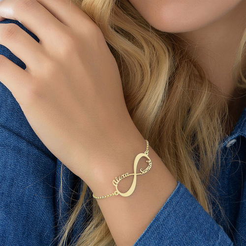 Infinity Bracelet with Names - 18K Gold Plated