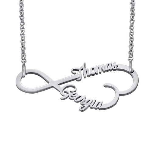 Infinity Heart Name Necklace in Silver