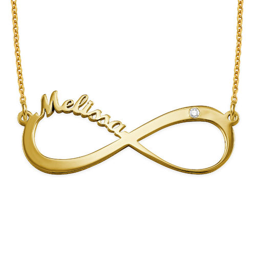 Infinity Name Necklace Gold Plated with Diamond