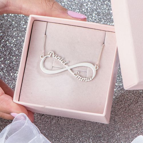 Infinity Name Necklace in 10K White Gold