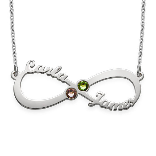 Infinity Name Necklace with Birthstones