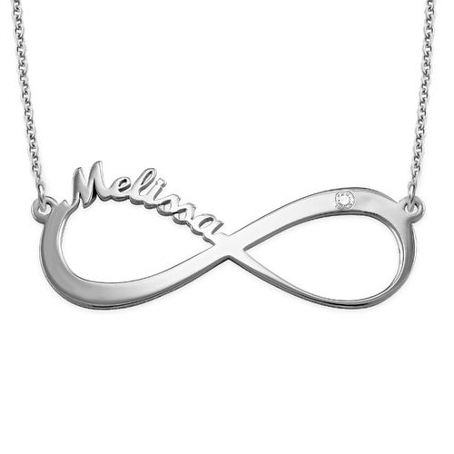 Infinity Name Sterling Silver Diamond Necklace