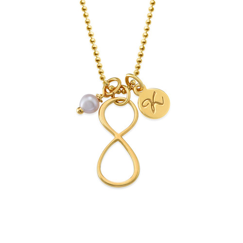 Infinity Necklace with Initial Charm in Gold Plating