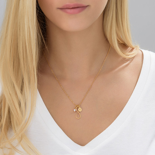 Infinity Necklace with Initial Charm in Gold Plating