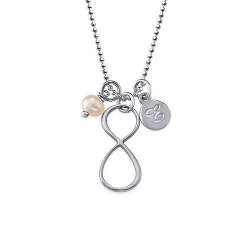 Infinity Necklace with Initial Charm in Silver