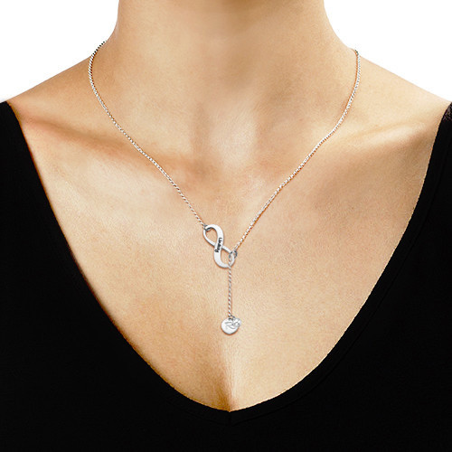 Infinity Y Shaped Birthstone Necklace with Initial