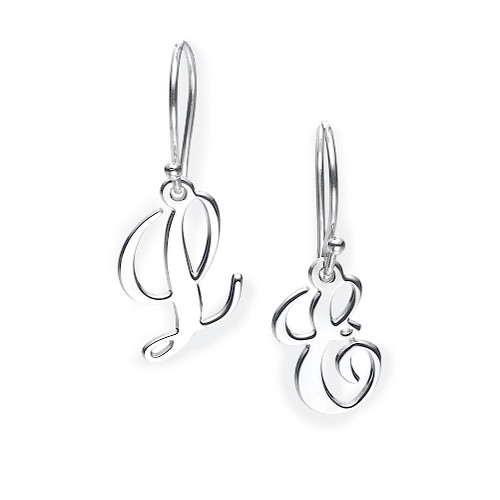 Initial Dangle Earrings in Monogram Font