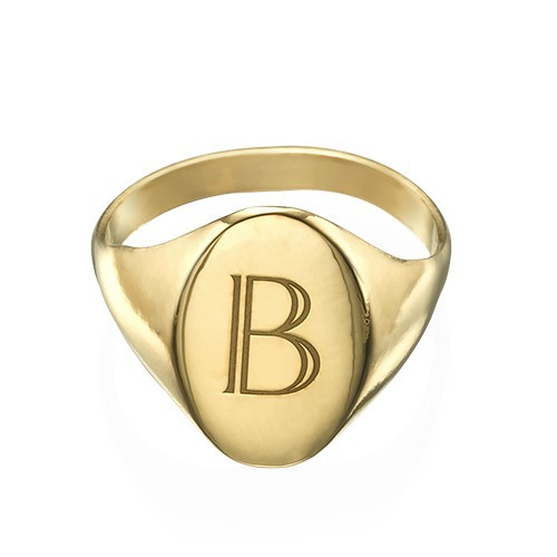 Initial Signet Ring - 18k Gold Plated