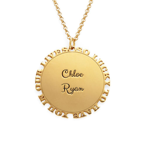 Inspirational Family Disc Necklace in Gold Plating