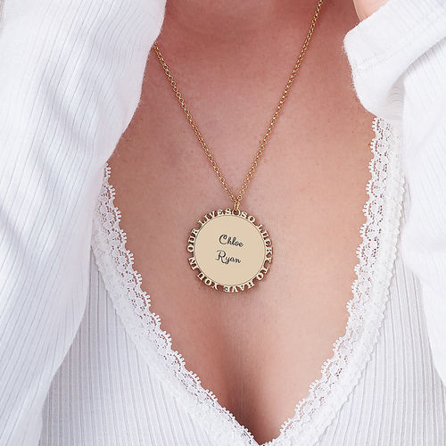 Inspirational Family Disc Necklace in Gold Plating