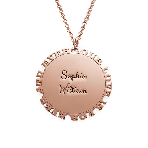 Inspirational Family Disc Necklace in Rose Gold Plating