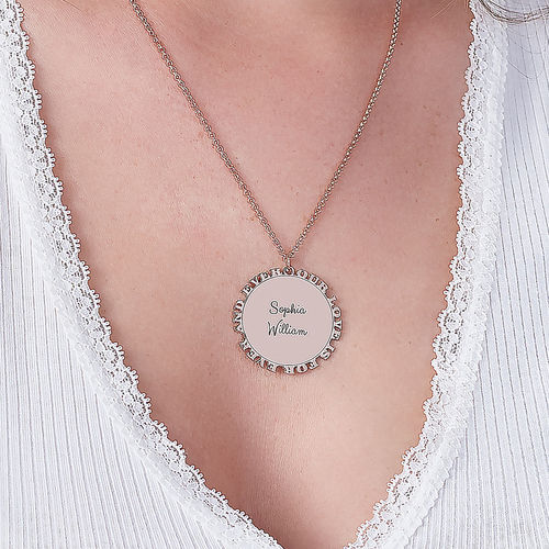 Inspirational Family Disc Necklace in Rose Gold Plating