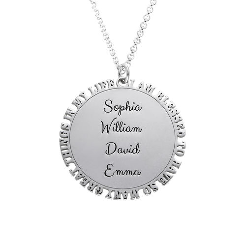 Inspirational Family Disc Necklace in Sterling Silver