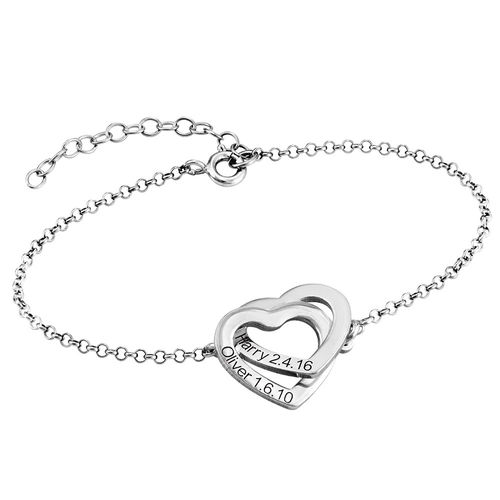 Interlocking Adjustable Hearts Bracelet in Sterling Silver