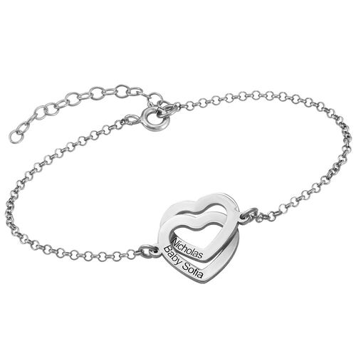 Interlocking Adjustable Hearts Bracelet in Sterling Silver