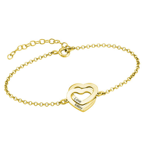 Interlocking  Adjustable Hearts Bracelet with 18K Gold Plating