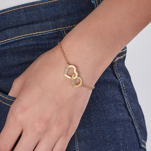 Interlocking  Adjustable Hearts Bracelet with 18K Gold Plating