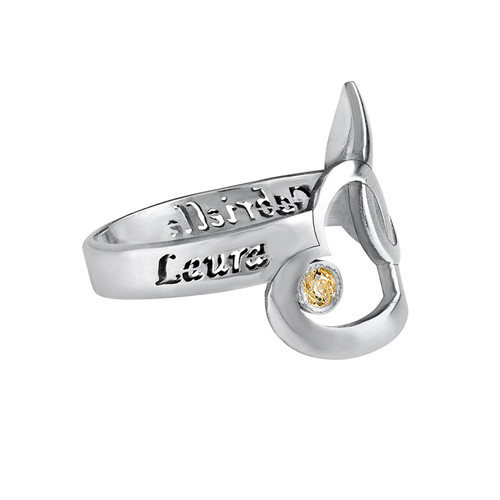 Interlocking Hearts Ring with Cut Out Names