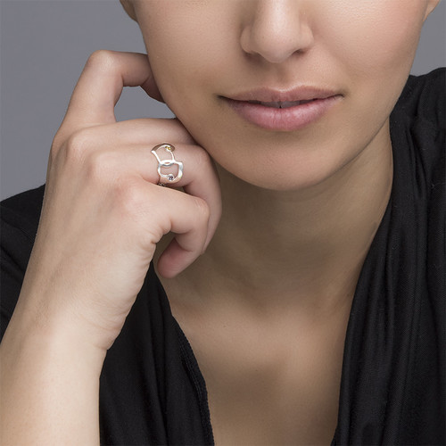 Interlocking Hearts Ring with Cut Out Names