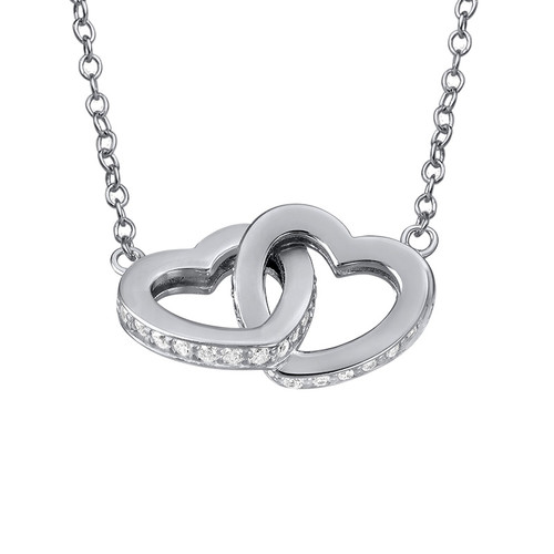 Intertwined Heart Necklace in Silver & Cubic Zirconia