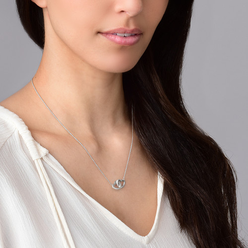 Intertwined Heart Necklace in Silver & Cubic Zirconia