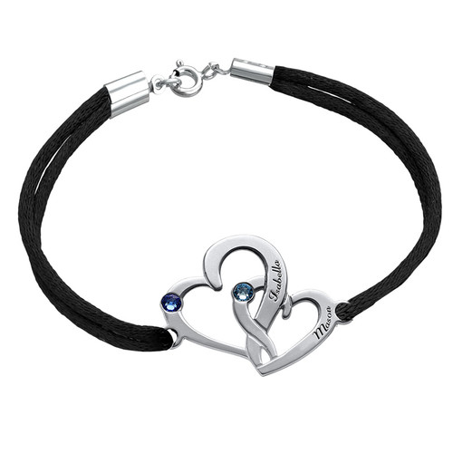 Intertwined Hearts Bracelet - Custom Colored Cord