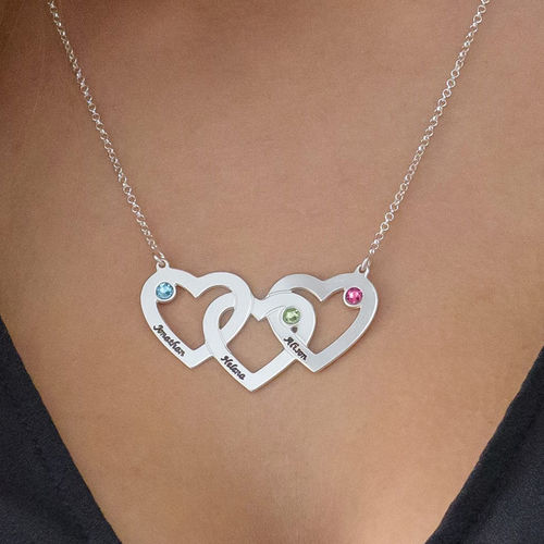 Intertwined Hearts Necklace with Birthstones