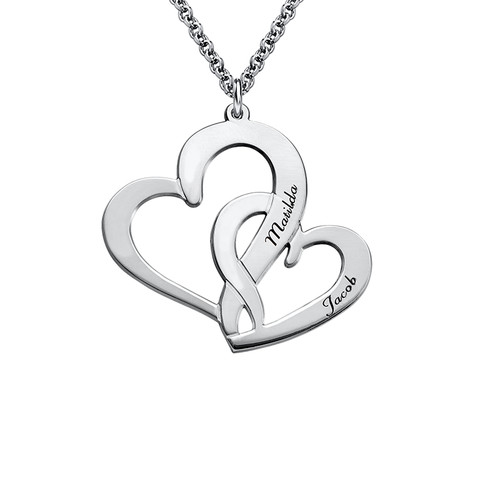 Intertwined Hearts Necklace with Engraving