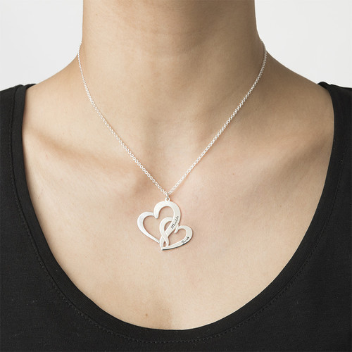 Intertwined Hearts Necklace with Engraving