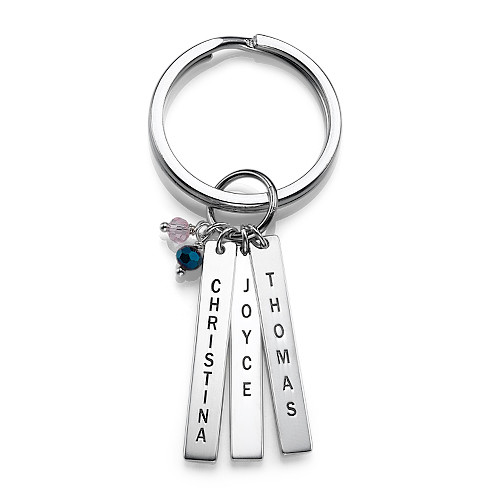 Personalized Bar Keychain with Birthstones